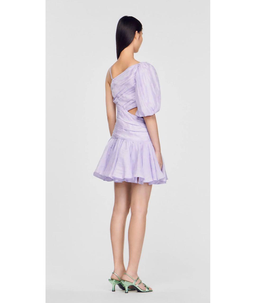 SANDRO Фиолетовое льняное платье, фото 4