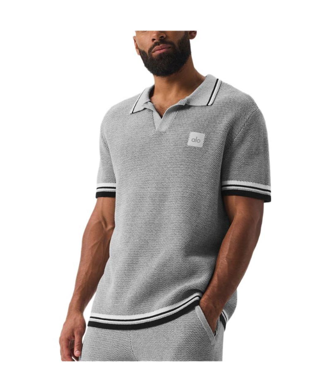 ALO YOGA Серое поло с коротким рукавом, фото 4