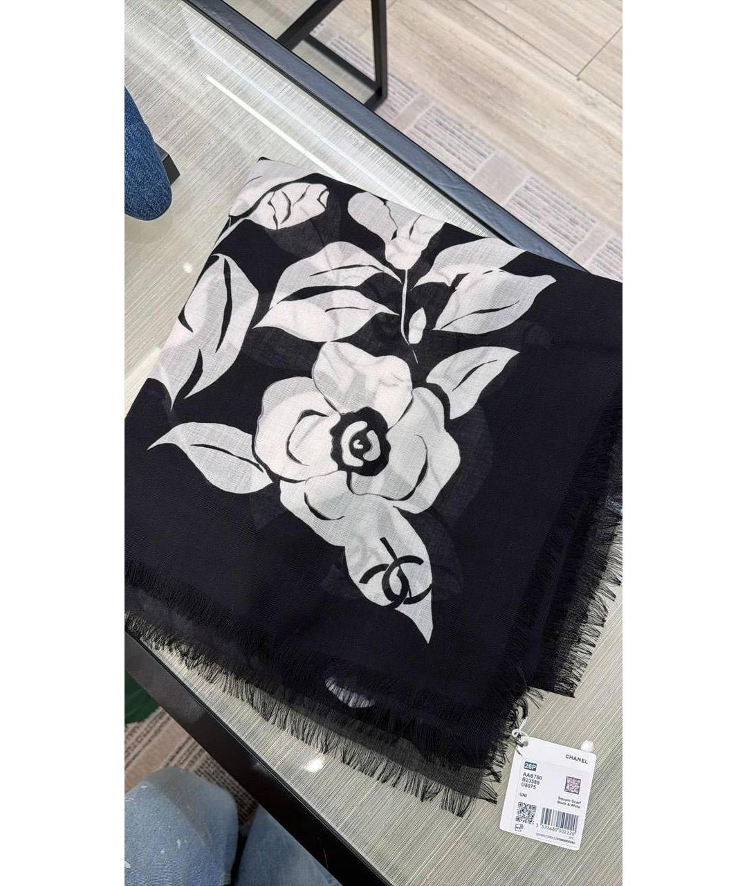 CHANEL Черный кашемировый платок, фото 3