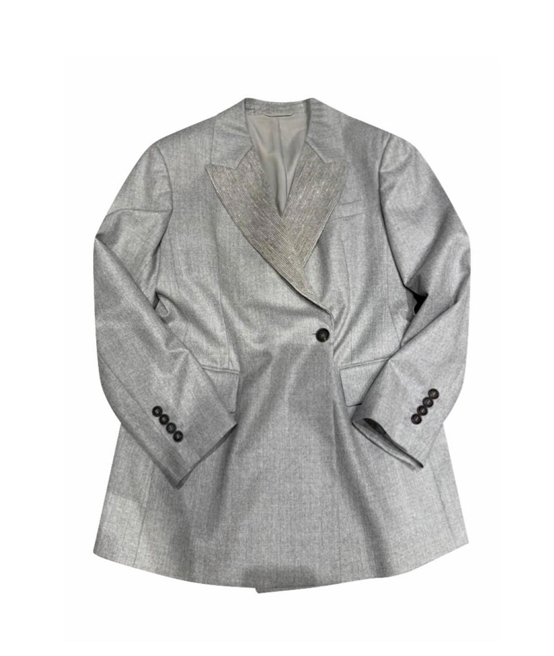 BRUNELLO CUCINELLI Серый шерстяной жакет/пиджак, фото 8