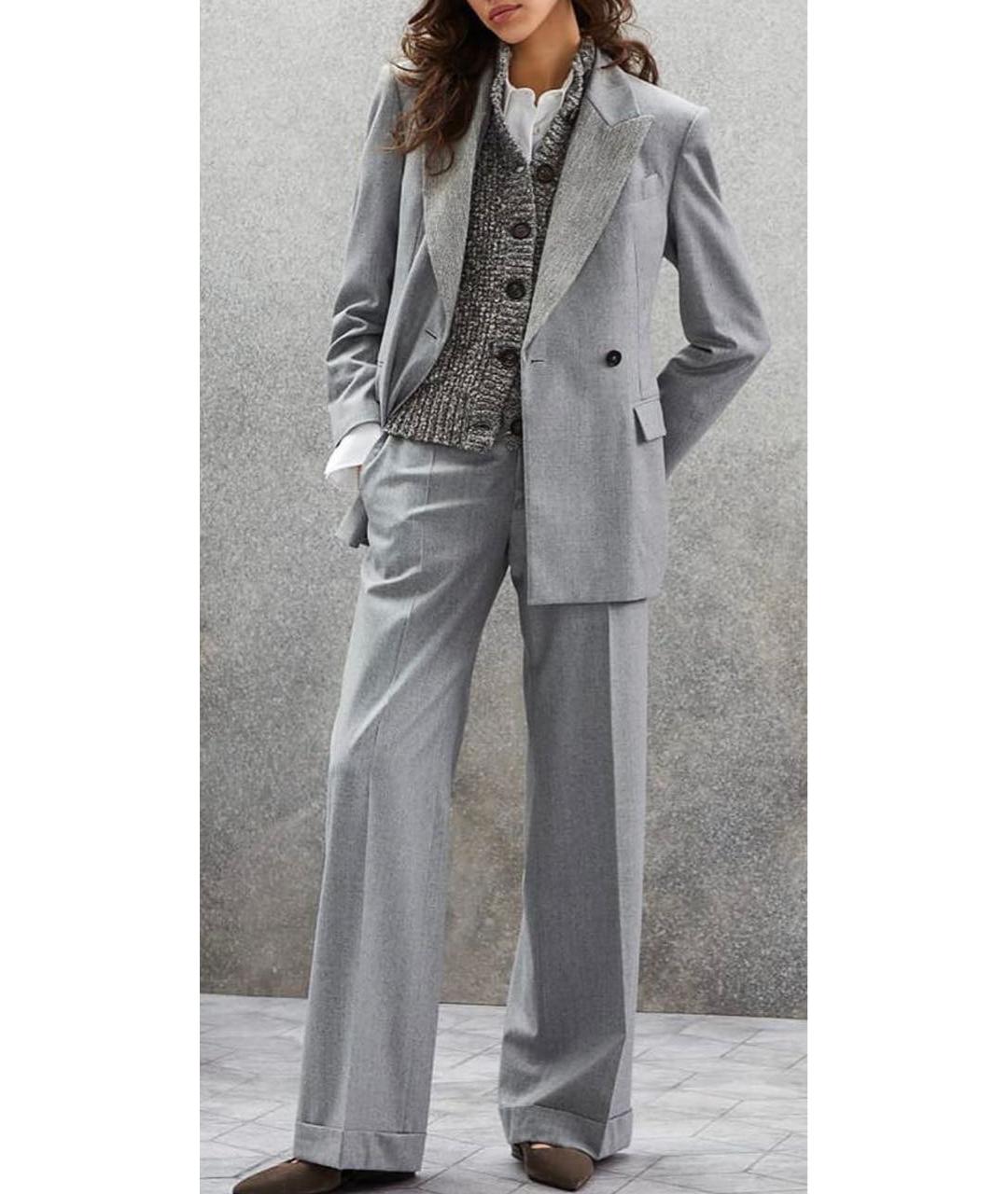 BRUNELLO CUCINELLI Серый шерстяной жакет/пиджак, фото 5