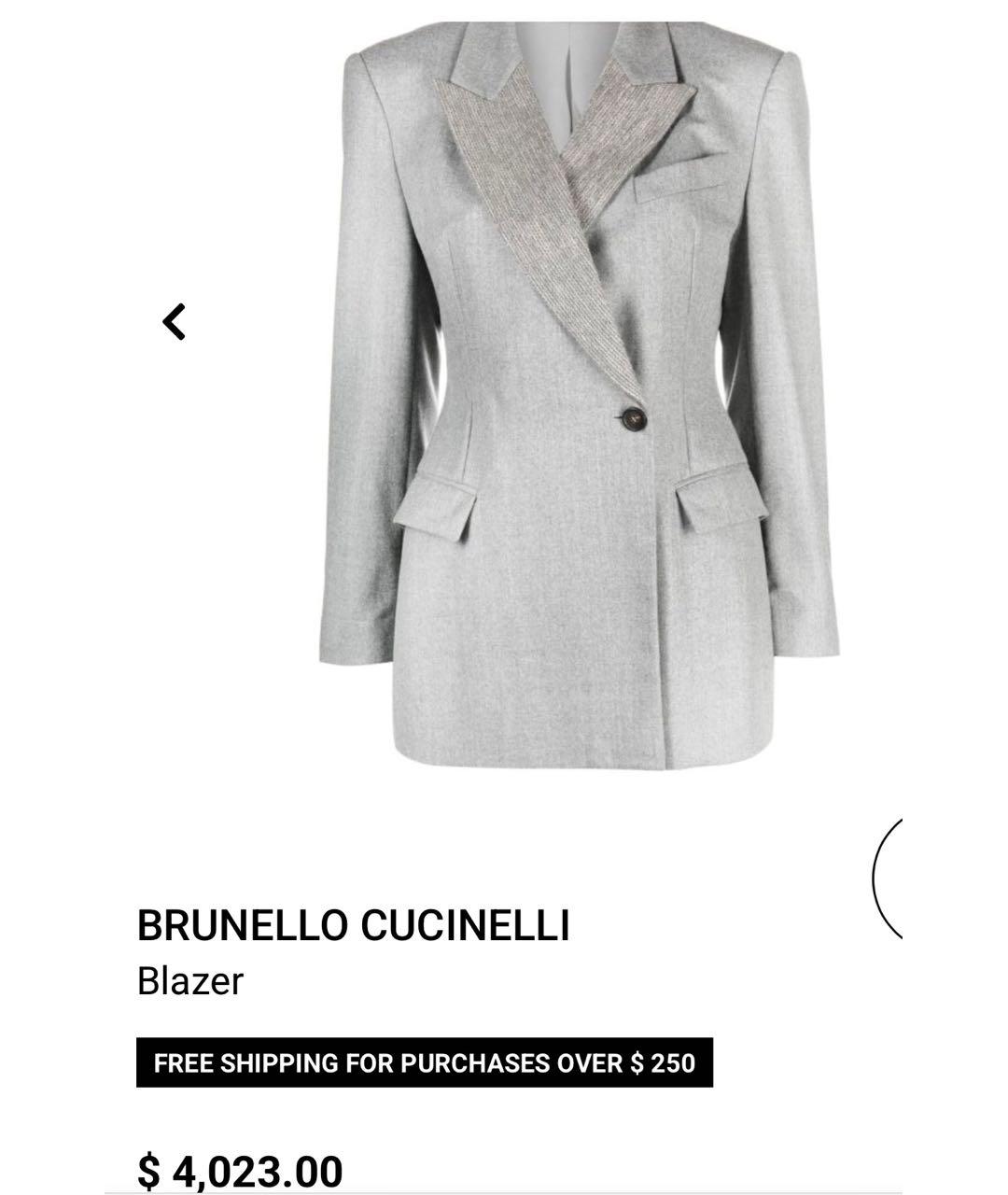 BRUNELLO CUCINELLI Серый шерстяной жакет/пиджак, фото 2