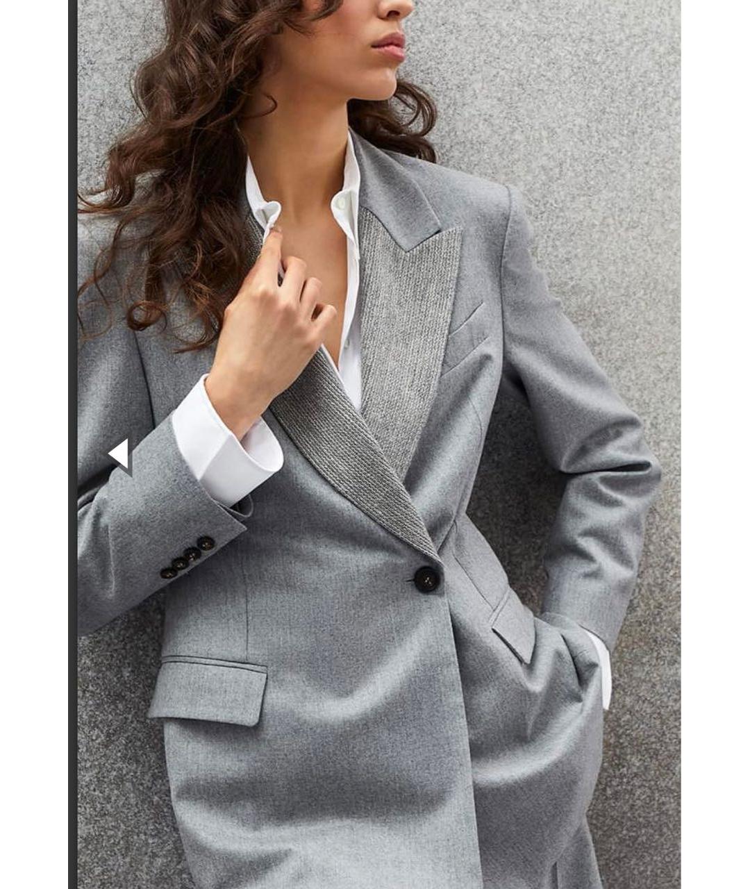 BRUNELLO CUCINELLI Серый шерстяной жакет/пиджак, фото 3