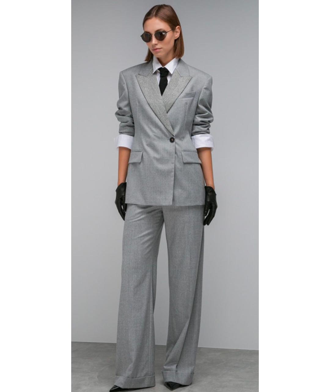 BRUNELLO CUCINELLI Серый шерстяной жакет/пиджак, фото 4