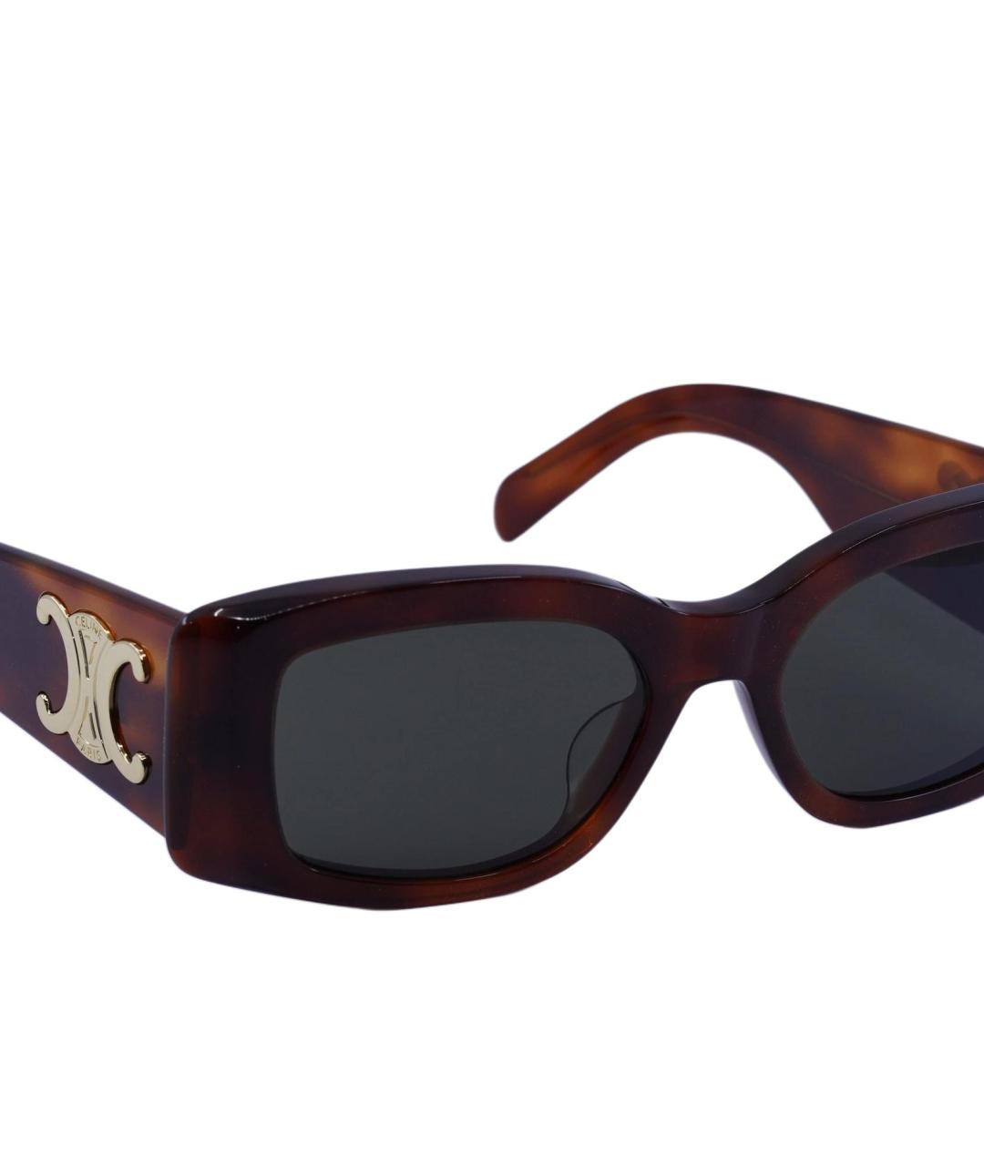 CELINE Коричневые пластиковые солнцезащитные очки, фото 5