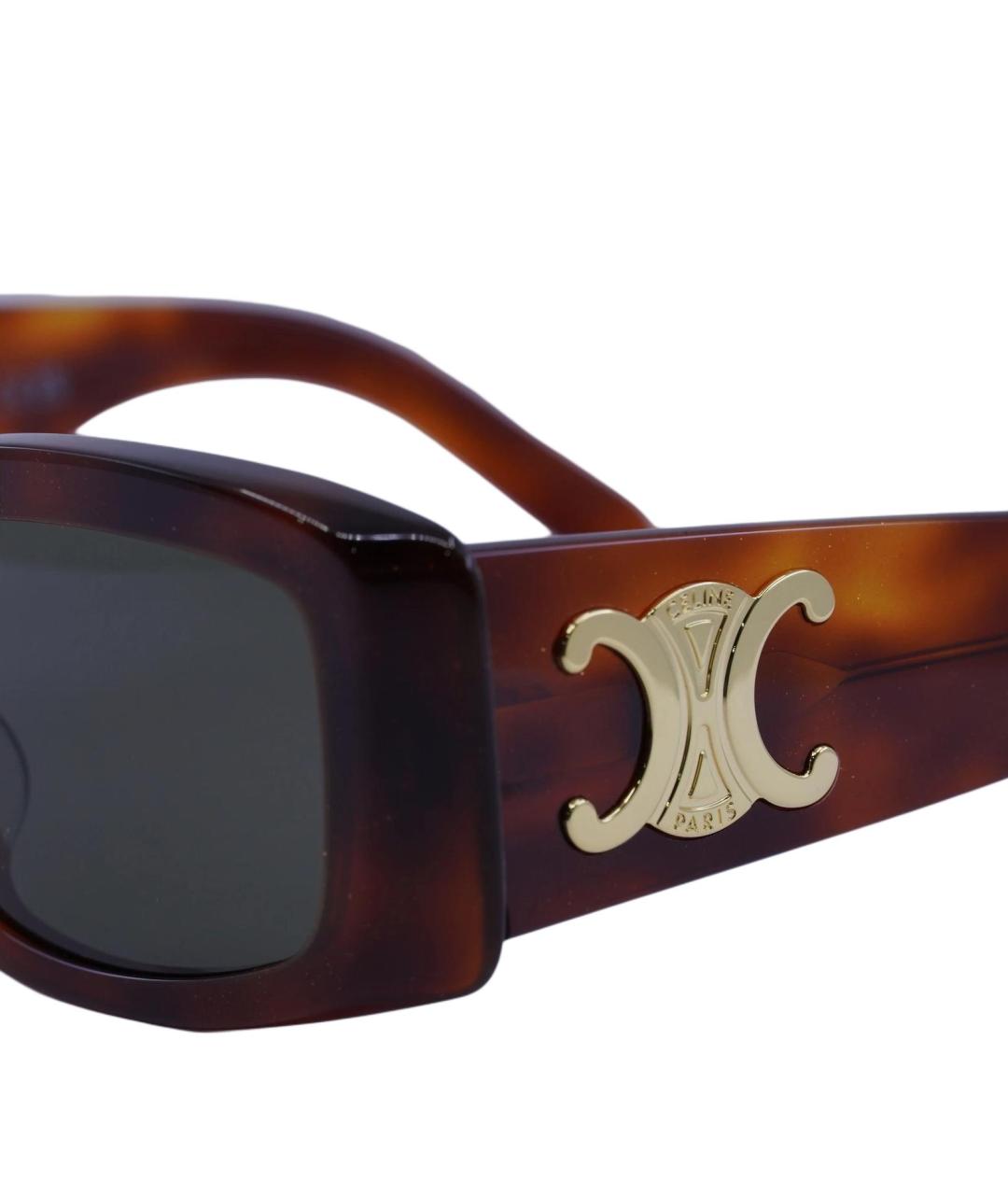 CELINE Коричневые пластиковые солнцезащитные очки, фото 4