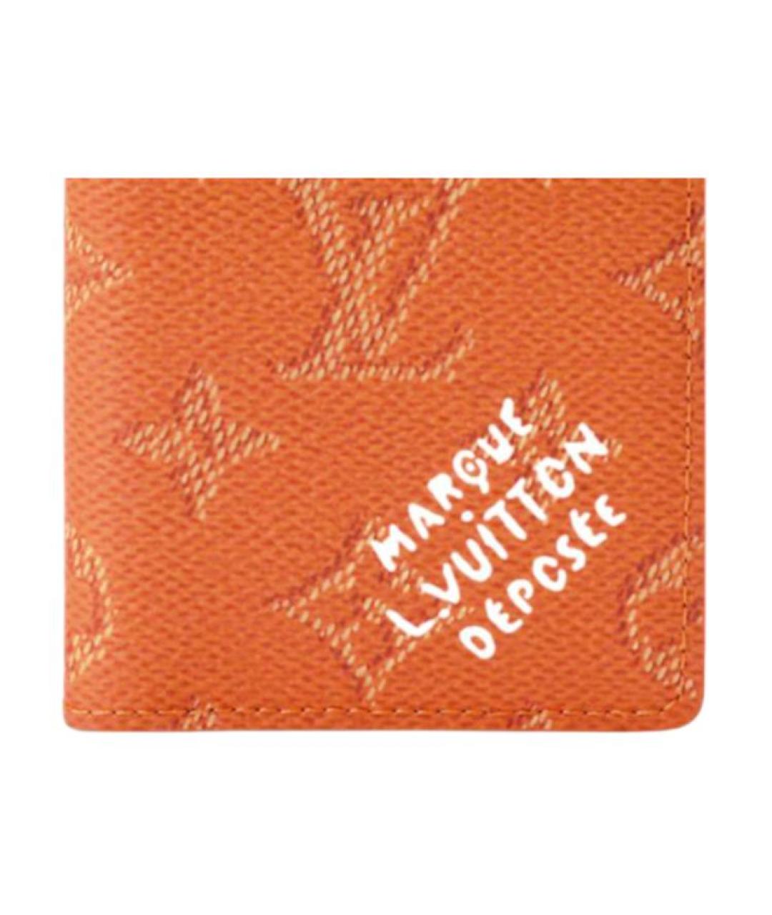 LOUIS VUITTON Оранжевый кожаный кошелек, фото 5