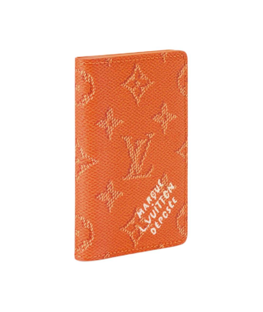 LOUIS VUITTON Оранжевый кожаный кошелек, фото 2