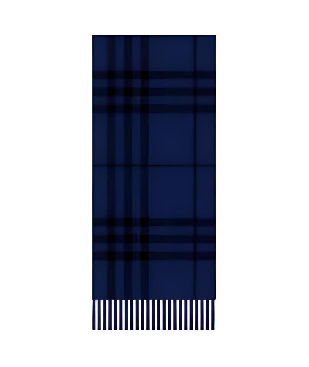 BURBERRY Синий шерстяной шарф, фото 1