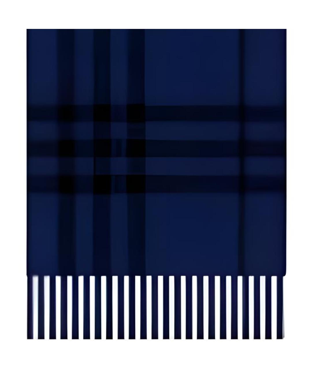 BURBERRY Синий шерстяной шарф, фото 3