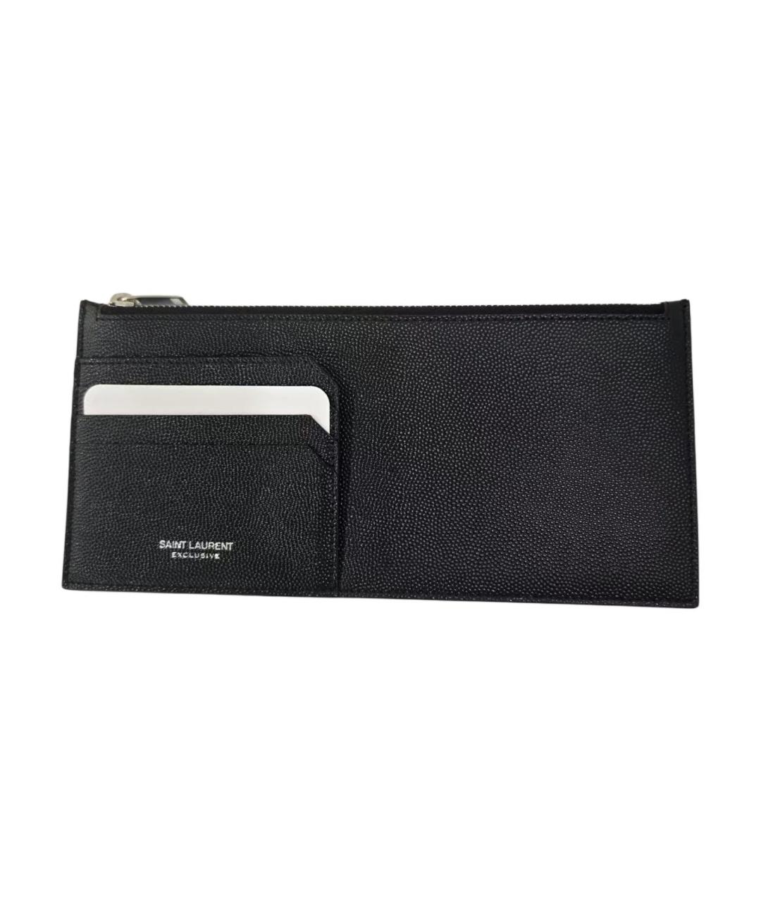 SAINT LAURENT Черный кожаный кошелек, фото 2