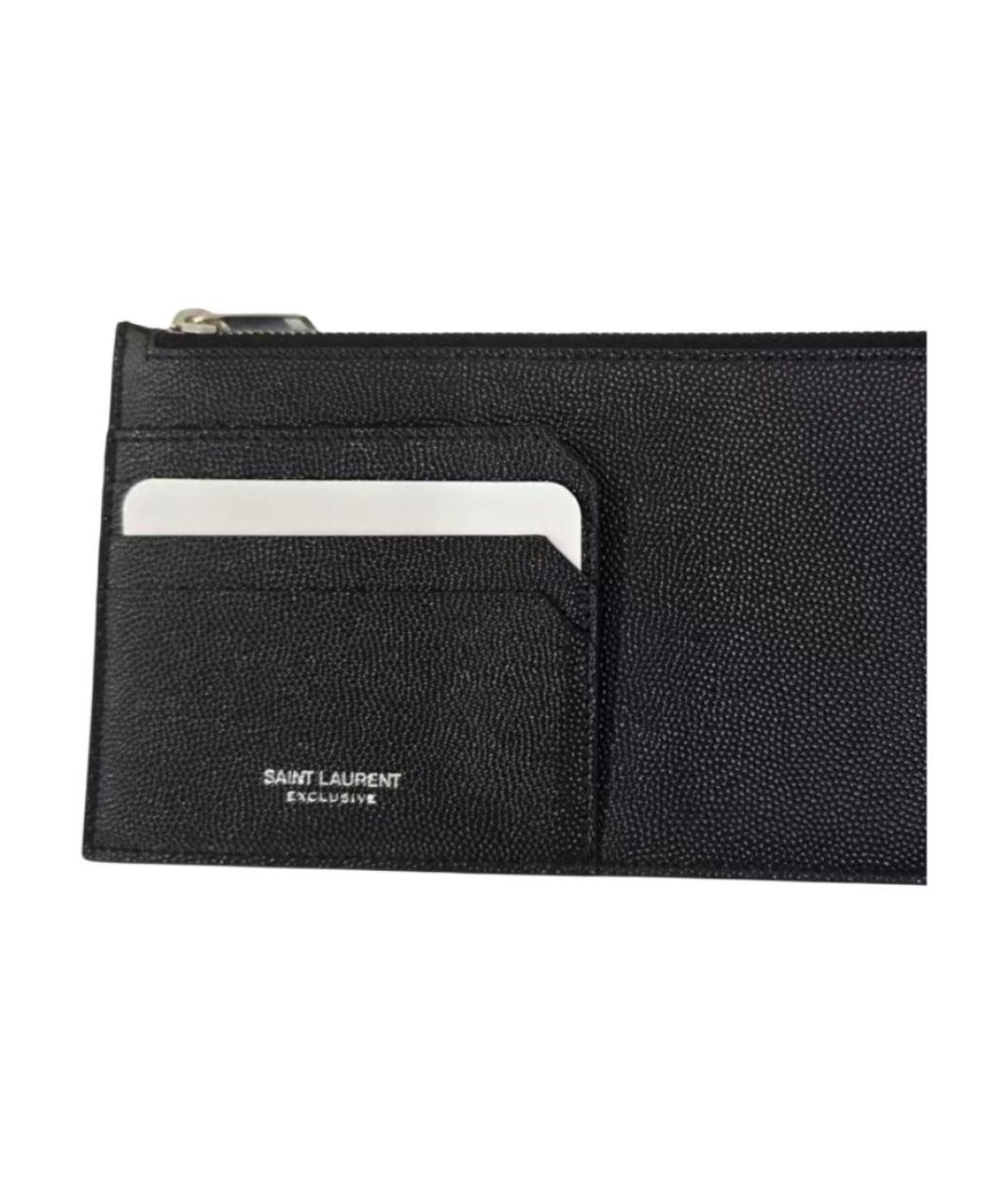 SAINT LAURENT Черный кожаный кошелек, фото 3