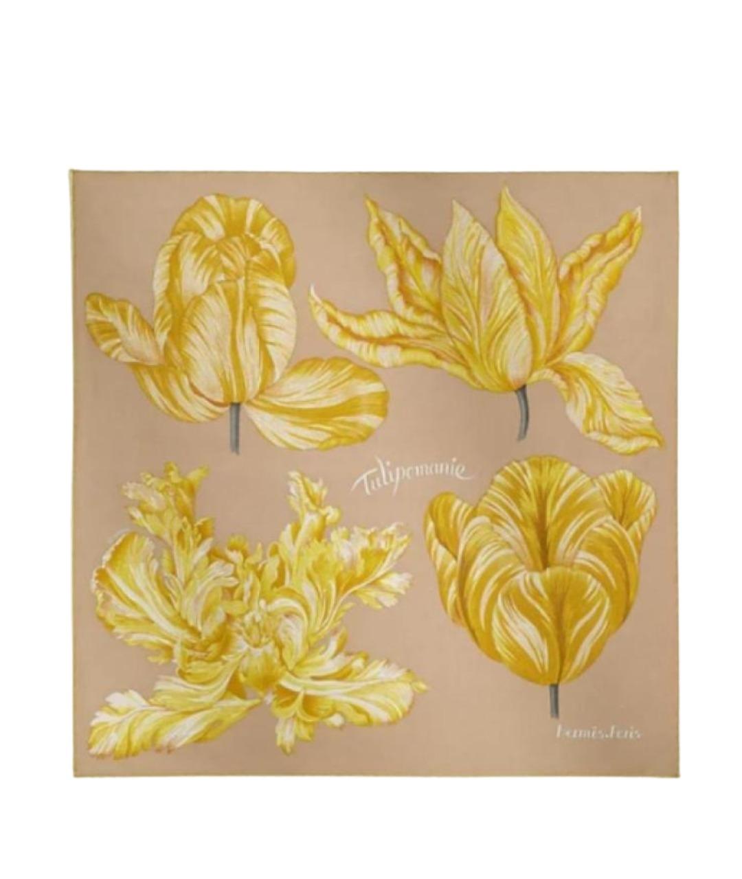 HERMES Бежевый шелковый шарф, фото 1