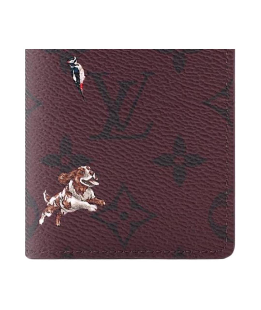 LOUIS VUITTON Бордовый кожаный кошелек, фото 5