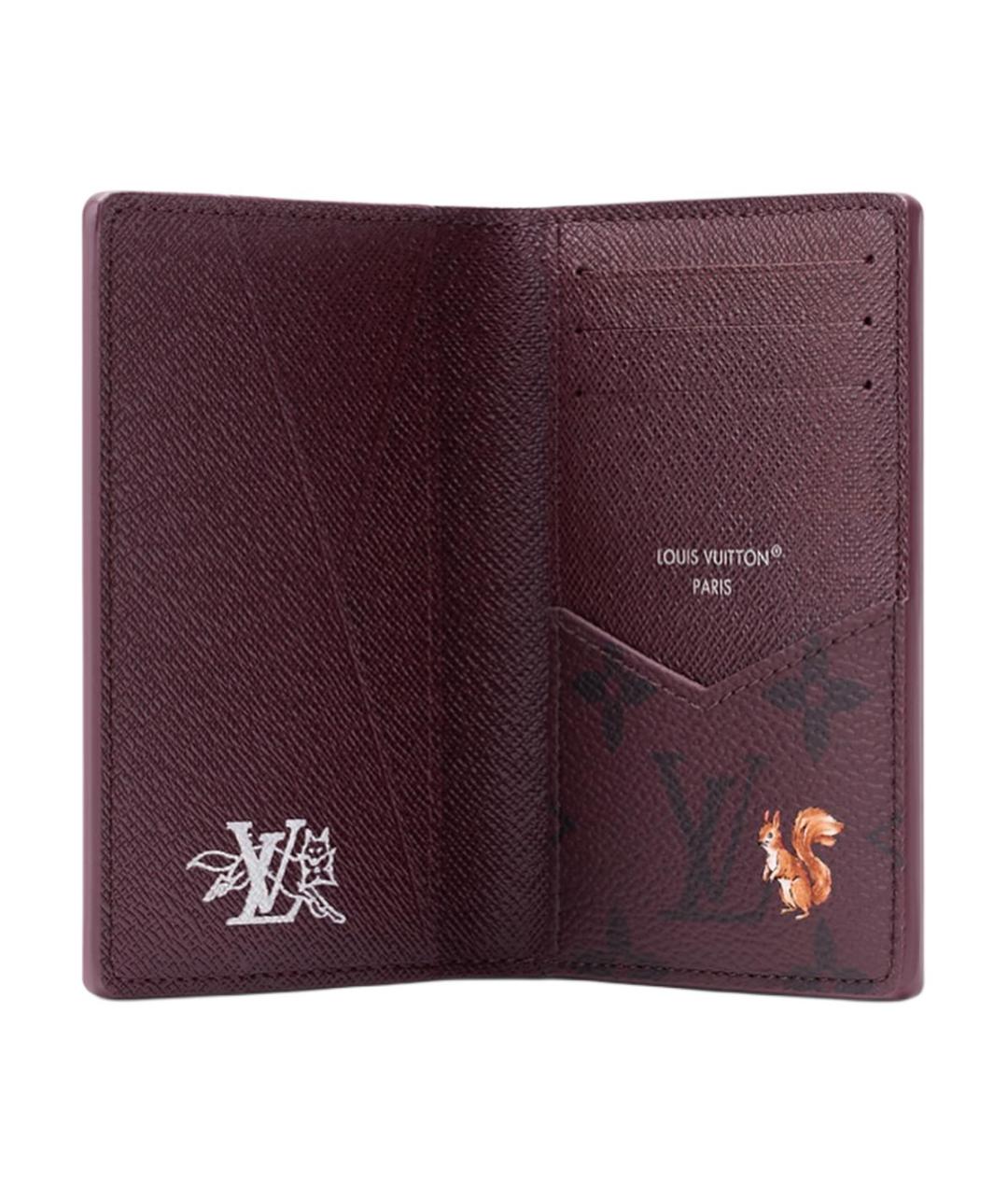 LOUIS VUITTON Бордовый кожаный кошелек, фото 4