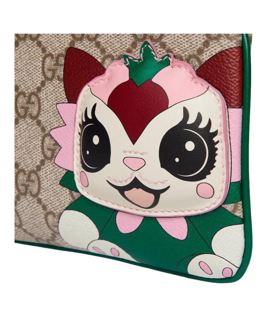 GUCCI Бежевая сумка с короткими ручками из канвы, фото 5