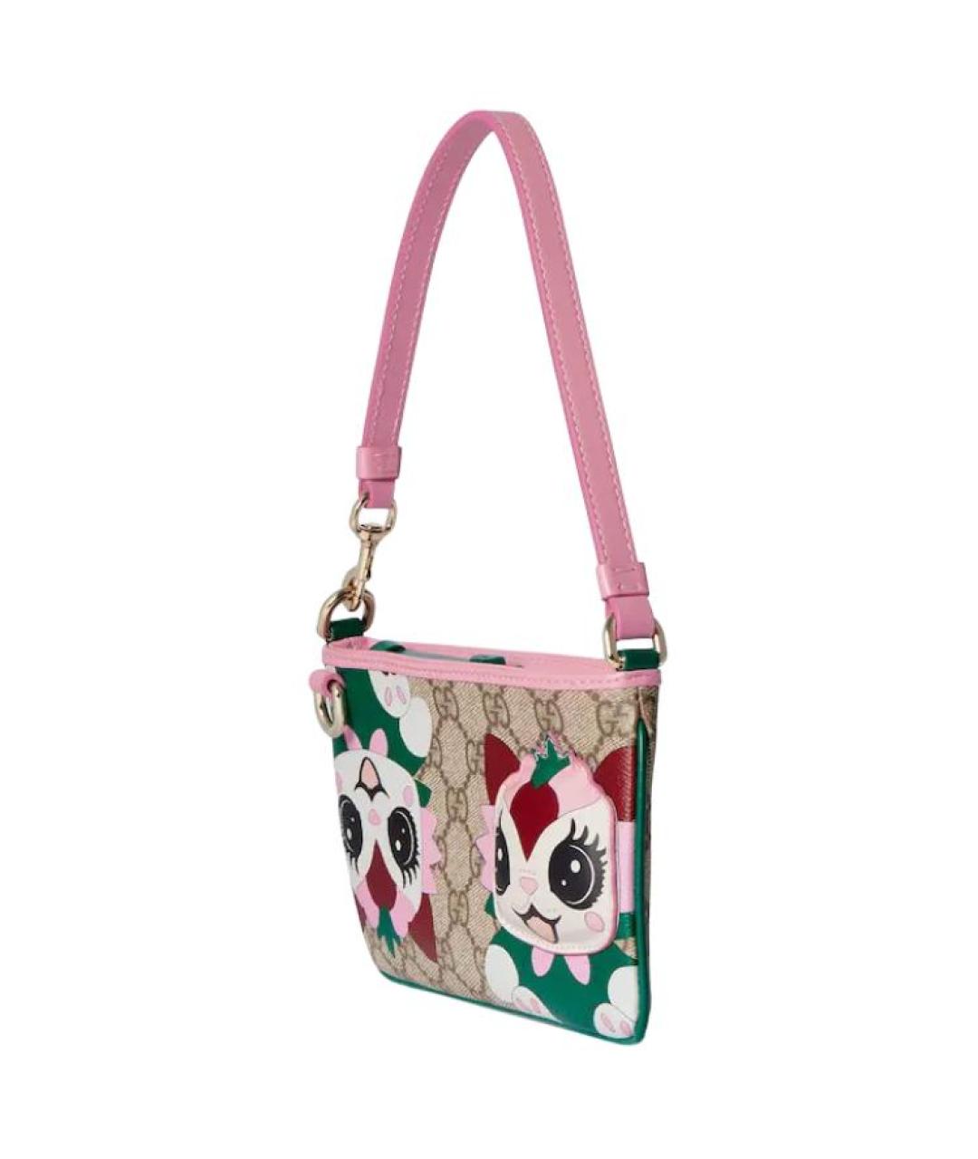 GUCCI Бежевая сумка с короткими ручками из канвы, фото 2