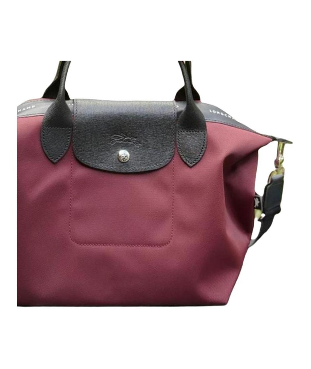 LONGCHAMP Бордовая тканевая сумка тоут, фото 3