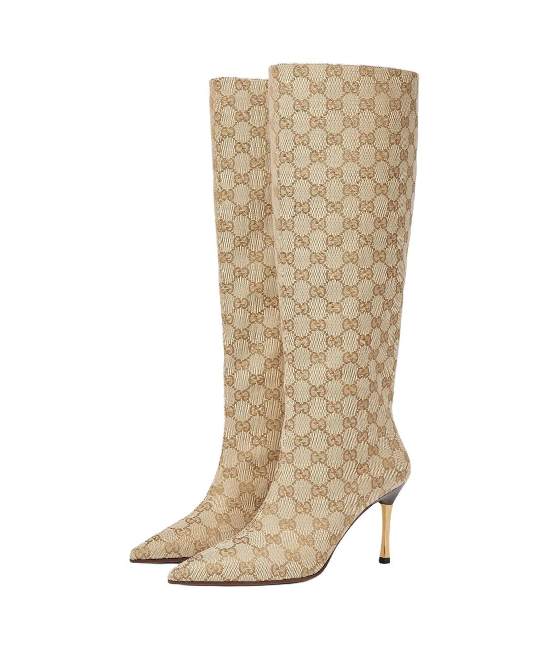 GUCCI Бежевые сапоги, фото 3