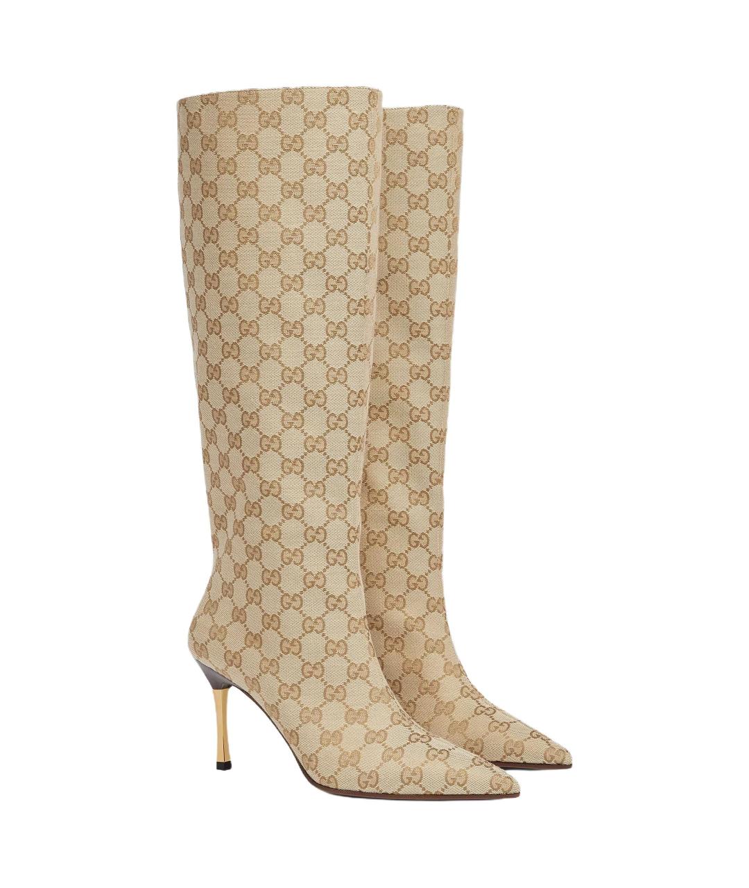 GUCCI Бежевые сапоги, фото 4