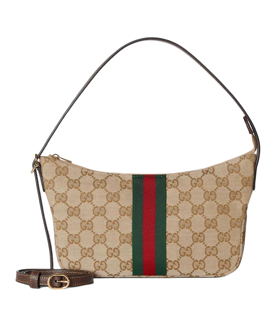 GUCCI Коричневая сумка через плечо из канвы, фото 3