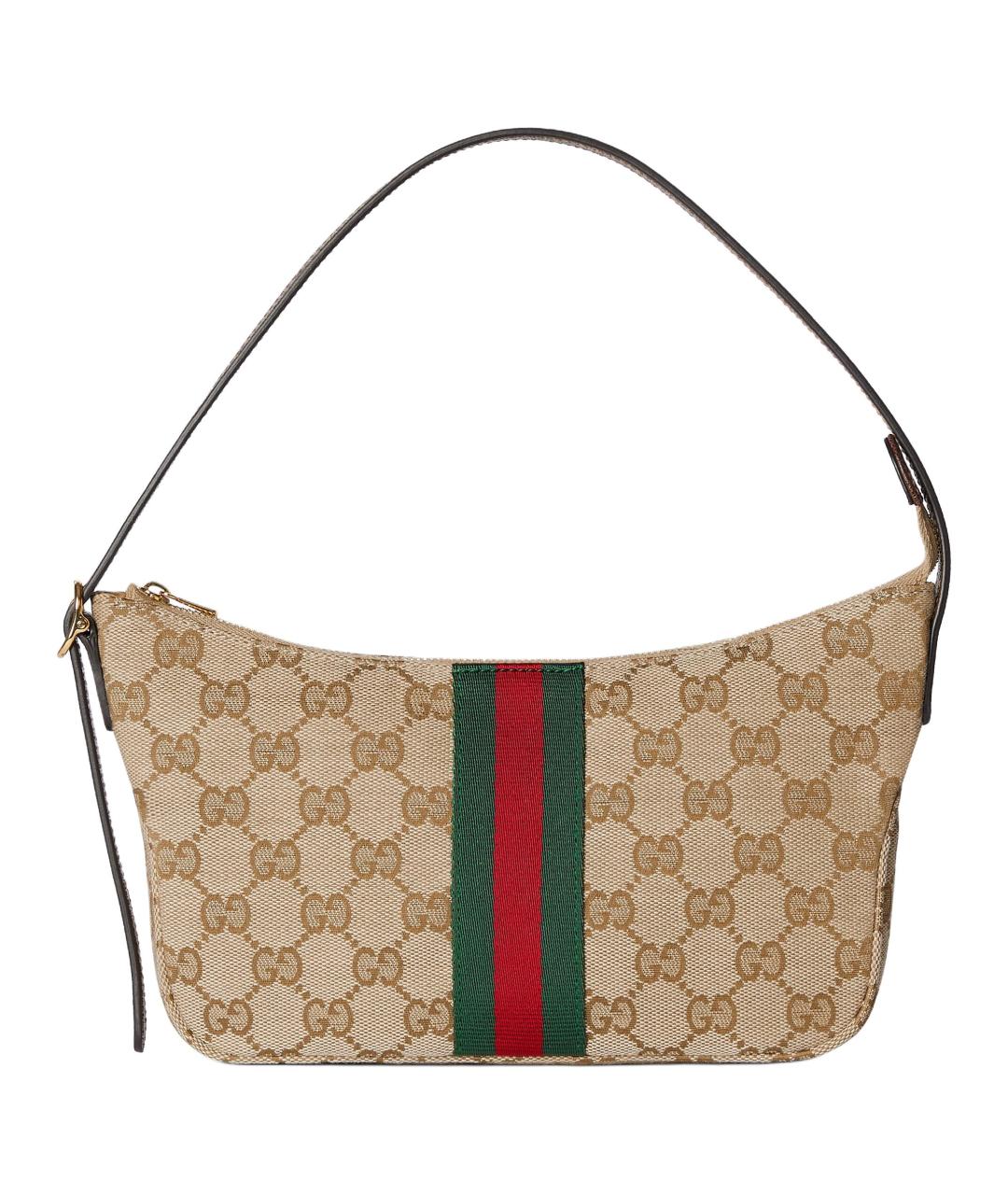 GUCCI Коричневая сумка через плечо из канвы, фото 1