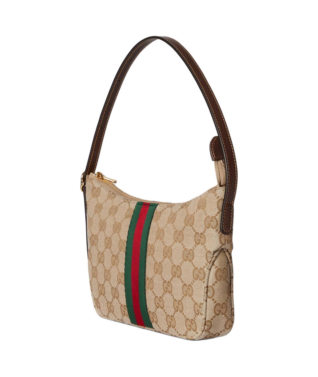 GUCCI Коричневая сумка через плечо из канвы, фото 4