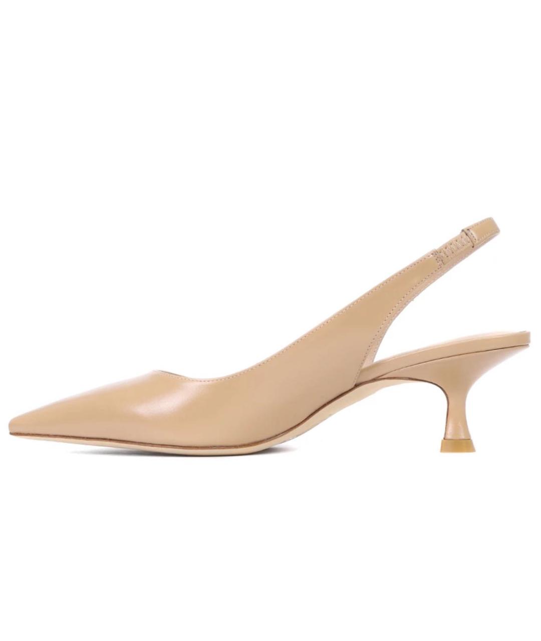 STUART WEITZMAN Бежевые кожаные туфли, фото 6