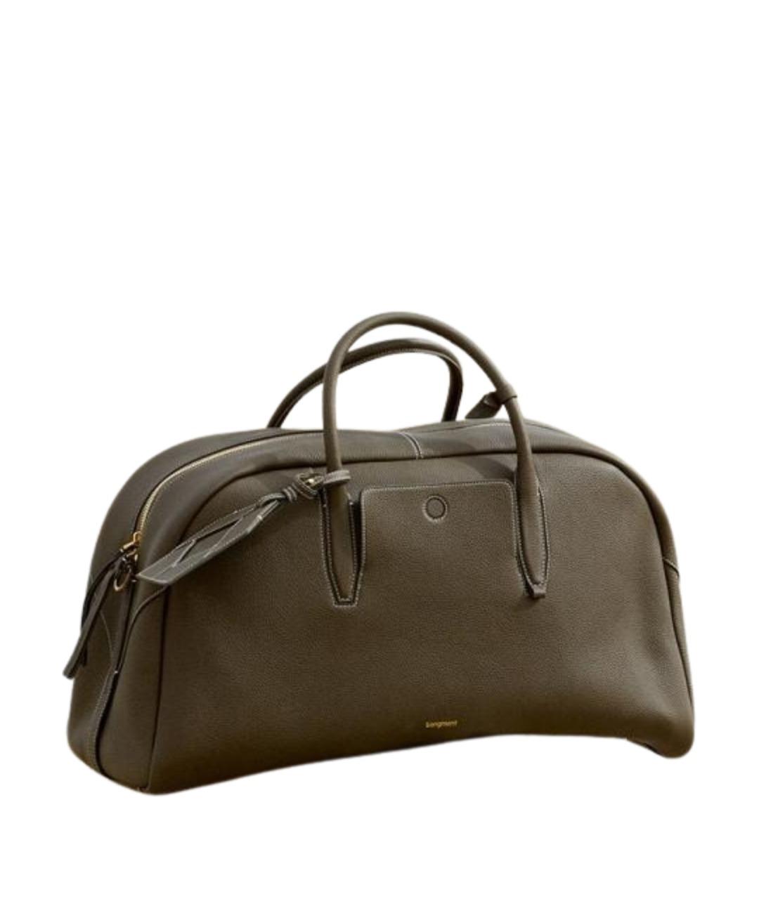 SONGMONT Зеленая кожаная дорожная/спортивная сумка, фото 2