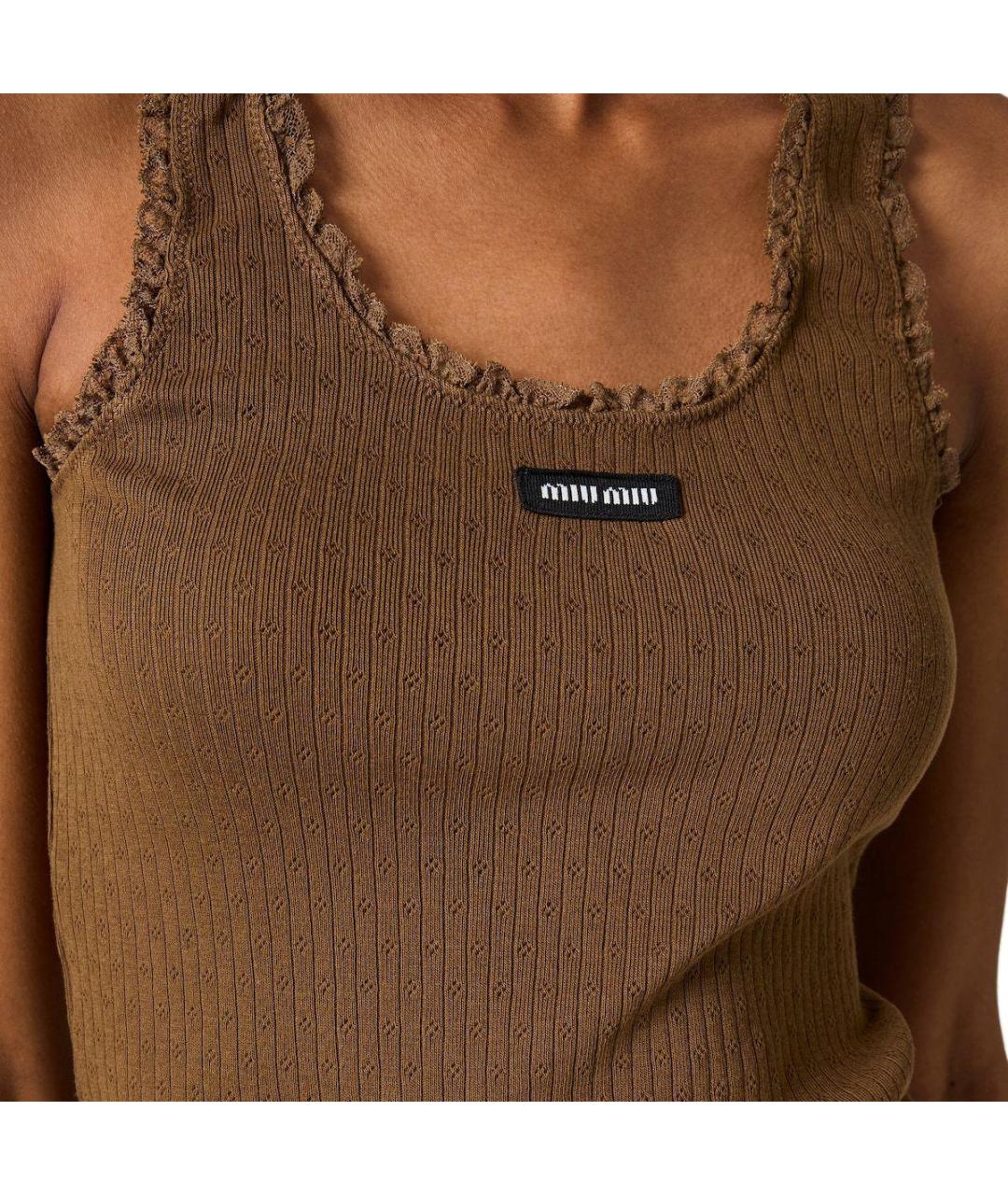 MIU MIU Коричневая майка, фото 3