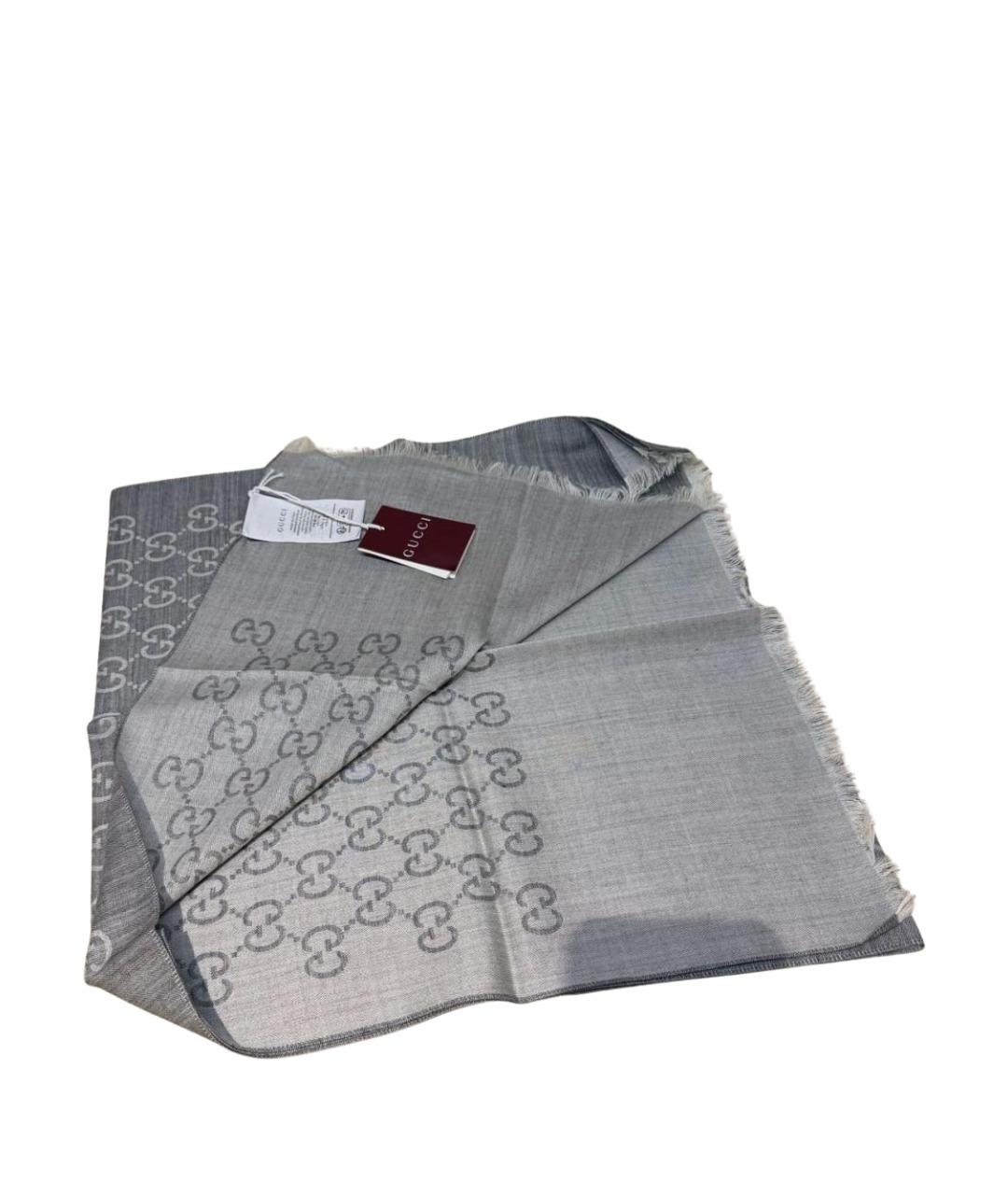 GUCCI Серый шерстяной платок, фото 1