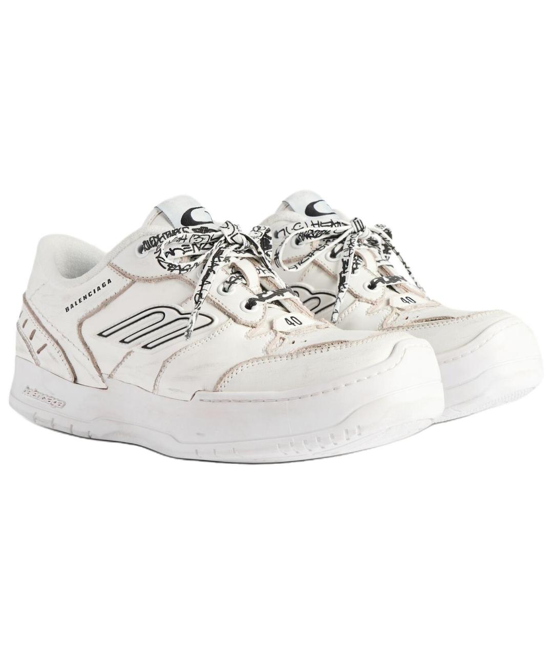 BALENCIAGA Белые кожаные кроссовки, фото 4