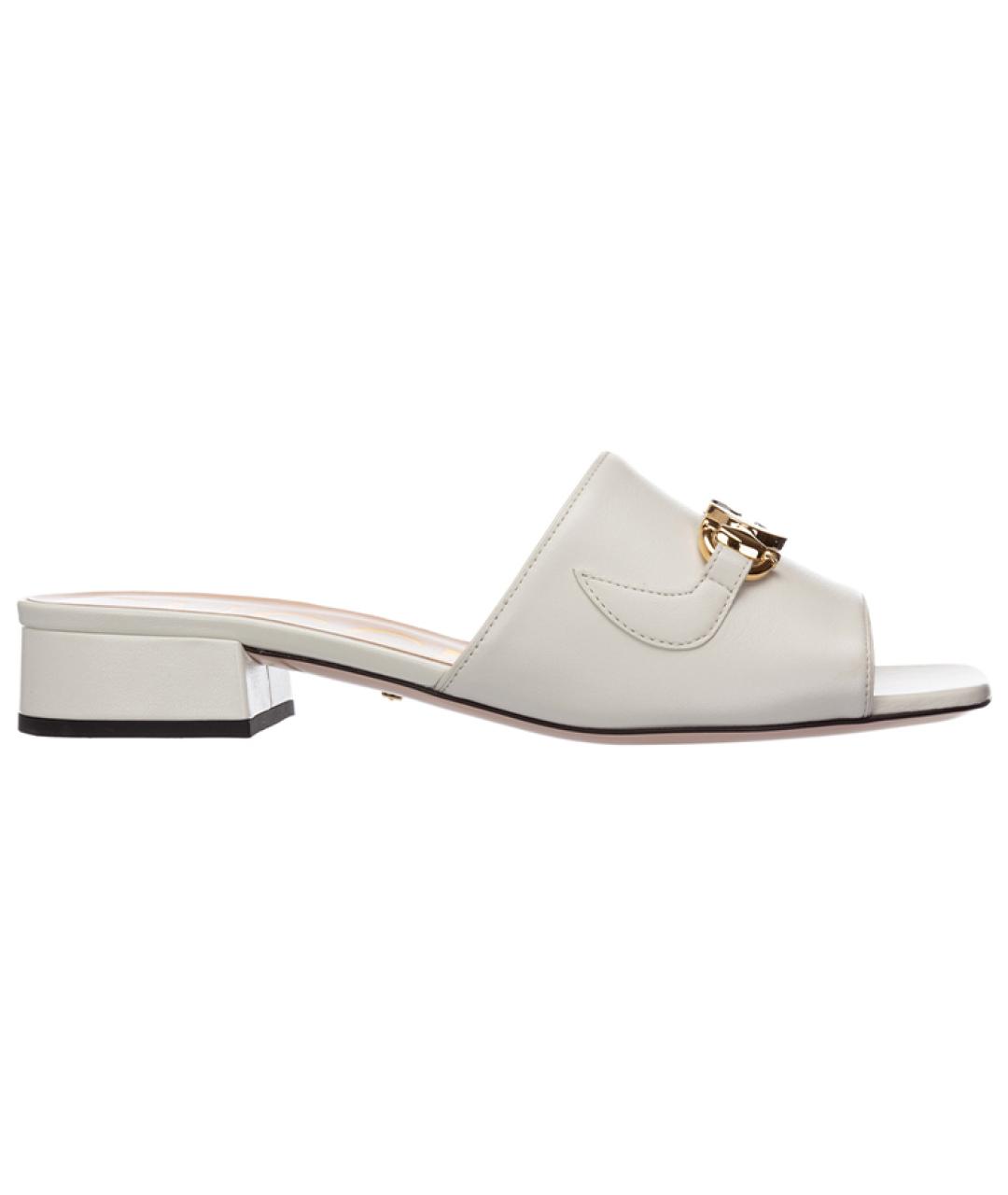 GUCCI Белые кожаные босоножки, фото 1
