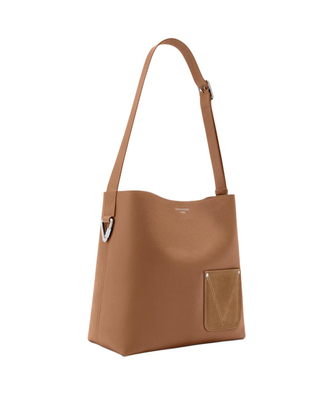 LOUIS VUITTON Коричневая кожаная сумка на плечо, фото 2