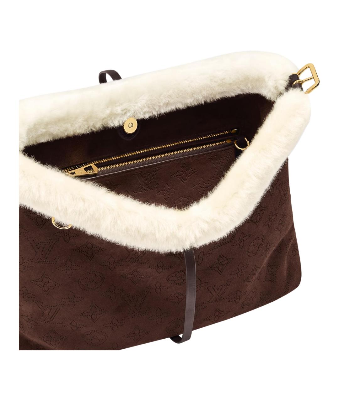 LOUIS VUITTON Коричневая замшевая сумка через плечо, фото 5