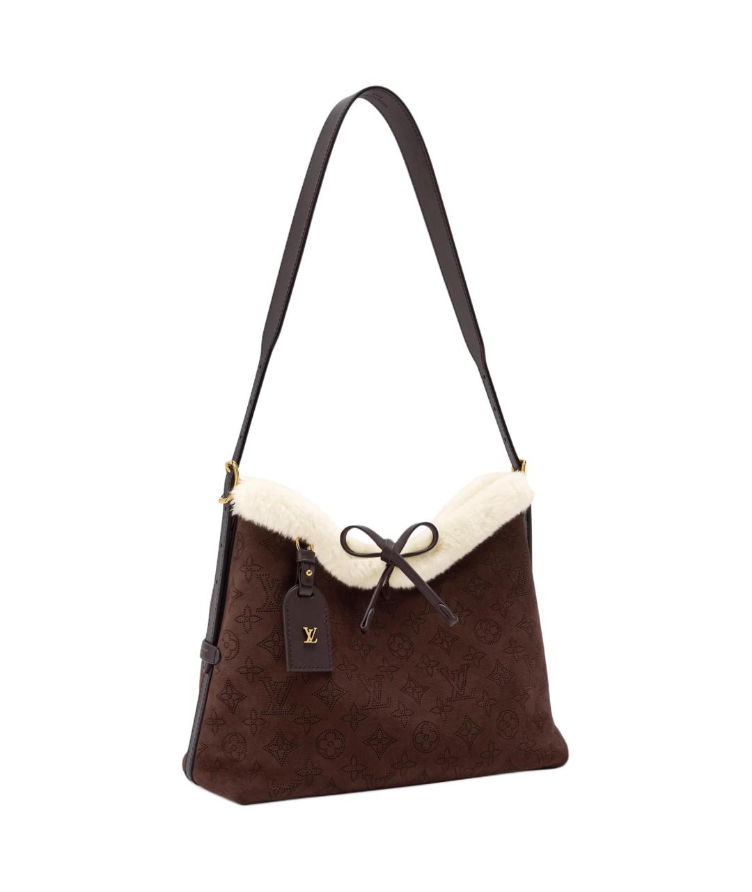 LOUIS VUITTON Коричневая замшевая сумка через плечо, фото 2