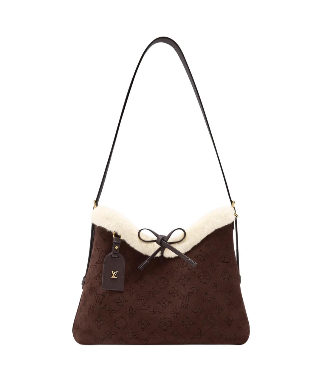 LOUIS VUITTON Коричневая замшевая сумка через плечо, фото 1