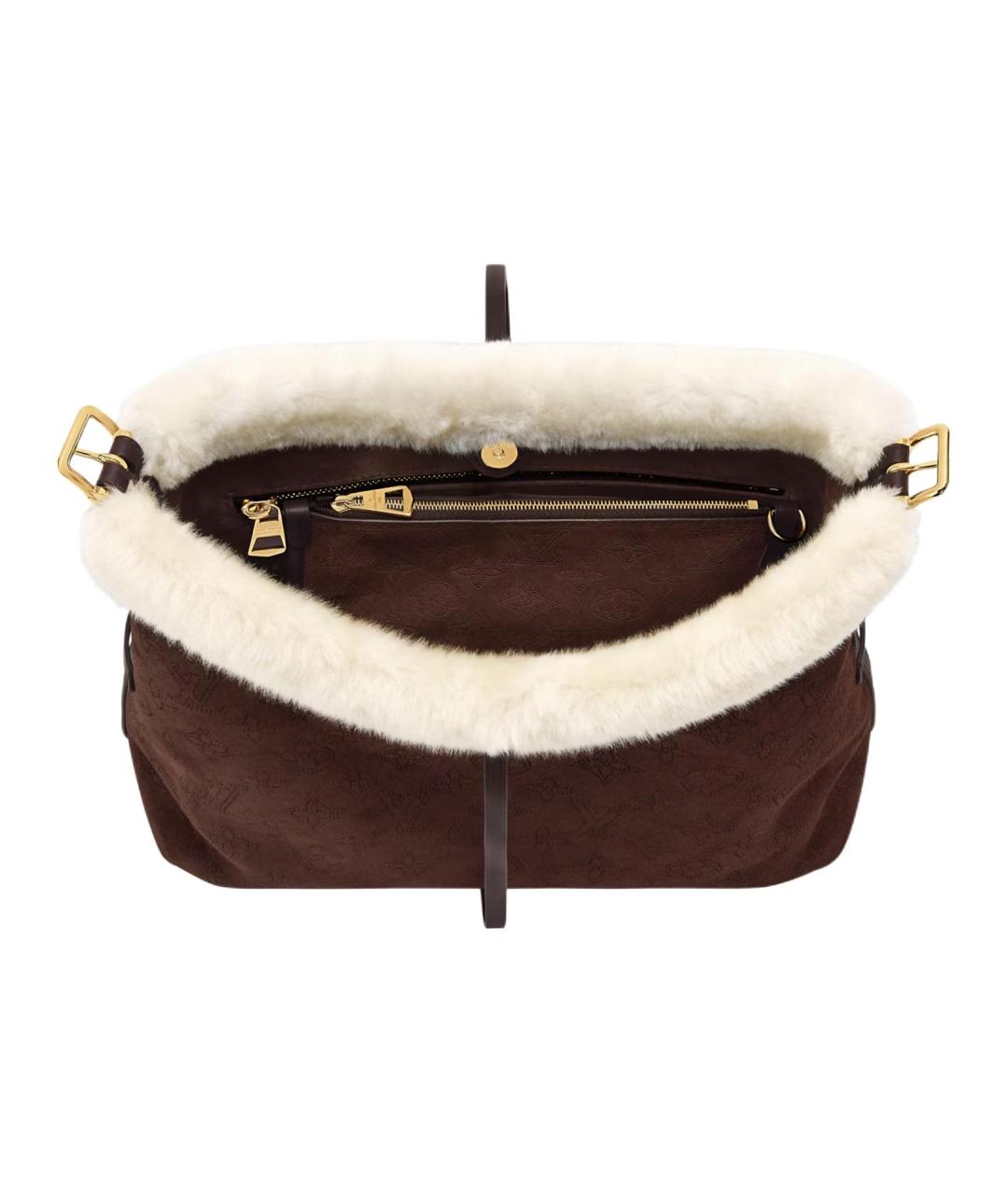 LOUIS VUITTON Коричневая замшевая сумка через плечо, фото 4