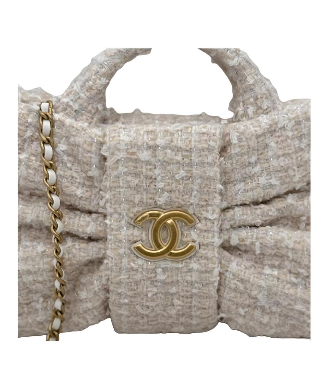 CHANEL Белая твидовая сумка через плечо, фото 4