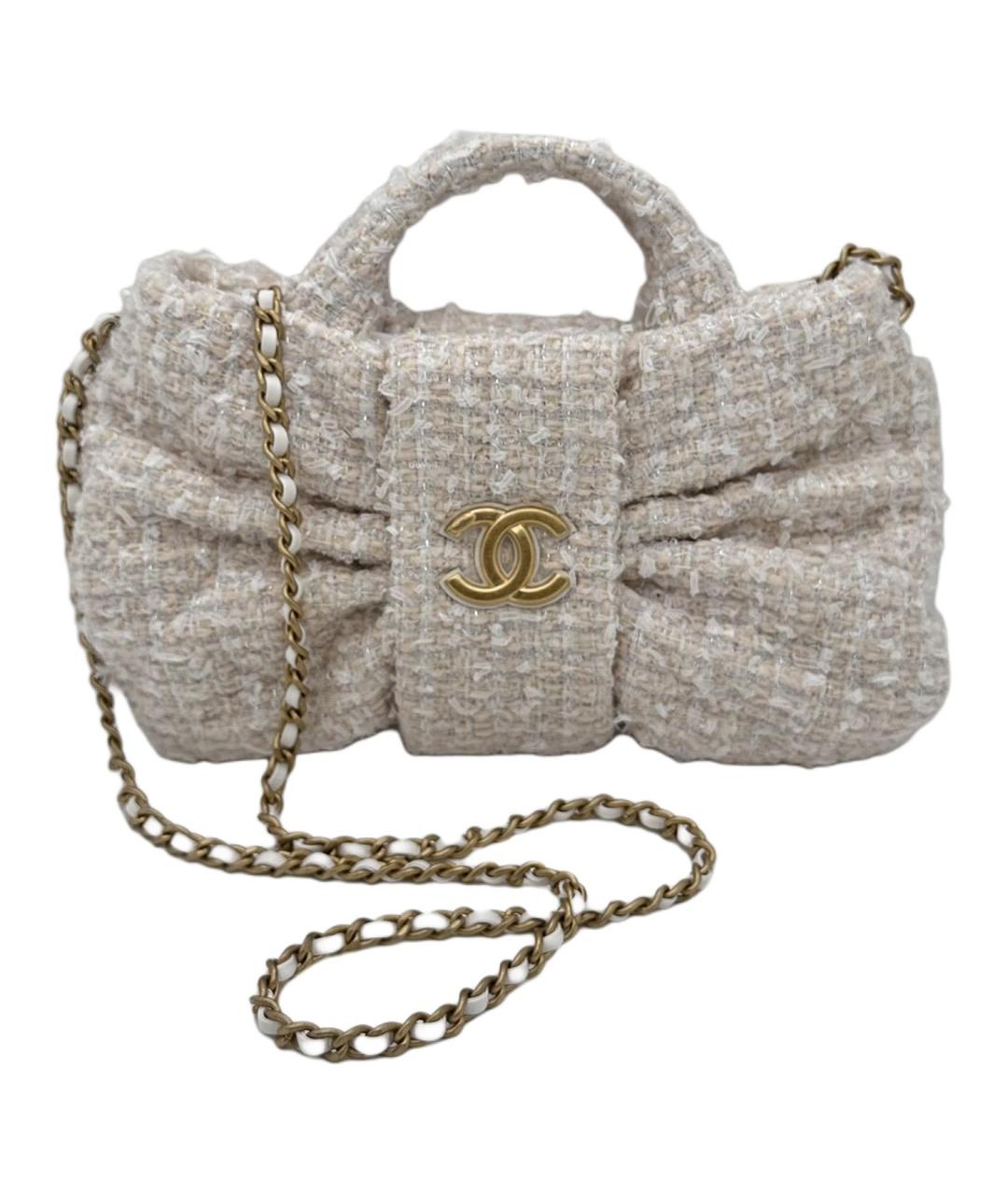 CHANEL Белая твидовая сумка через плечо, фото 1