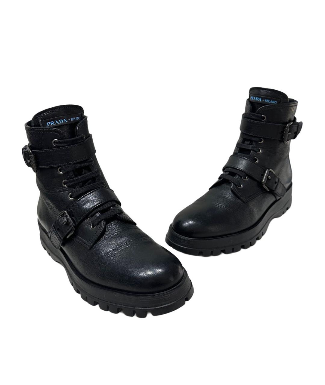 PRADA Черные кожаные ботинки, фото 5