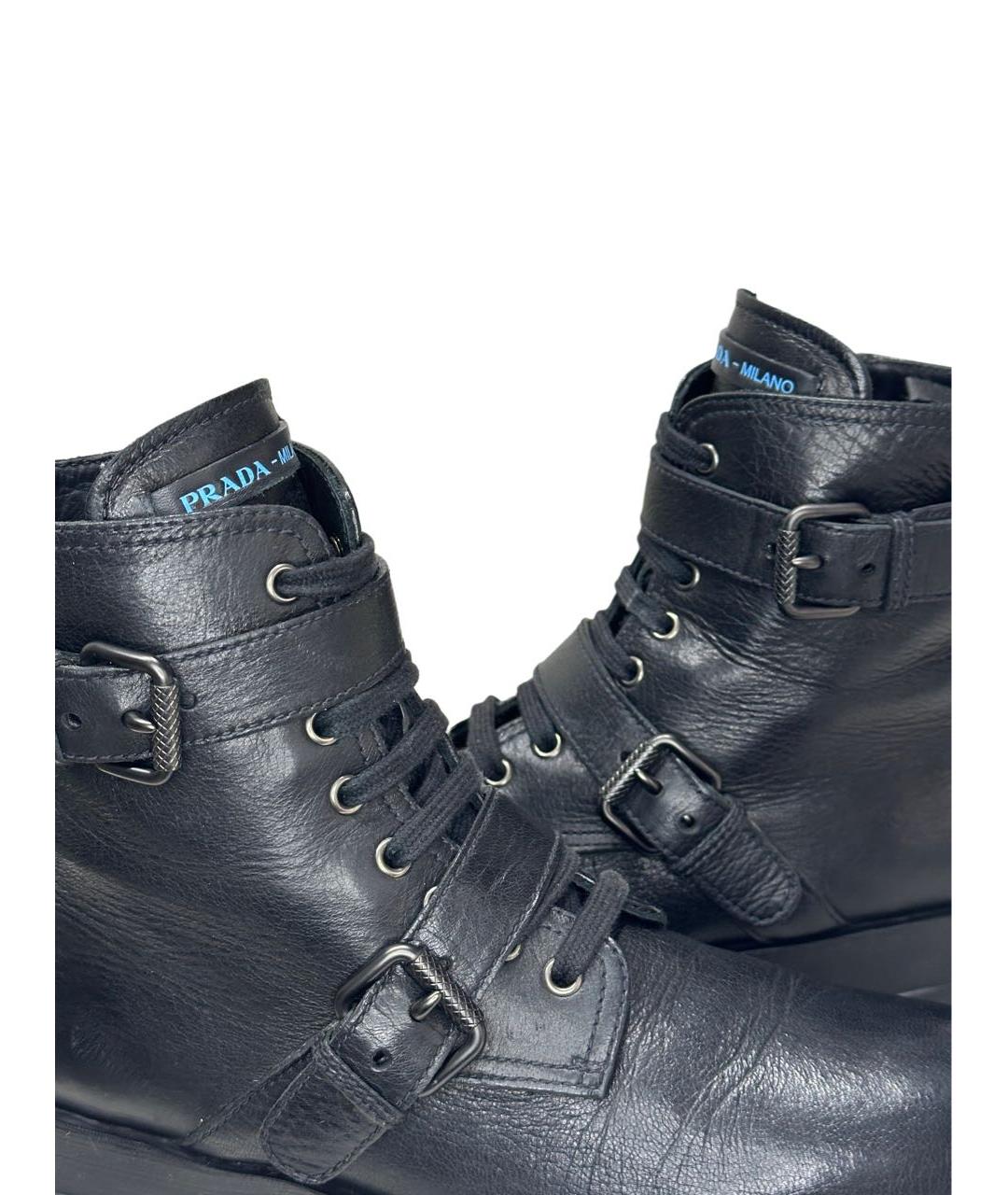 PRADA Черные кожаные ботинки, фото 6