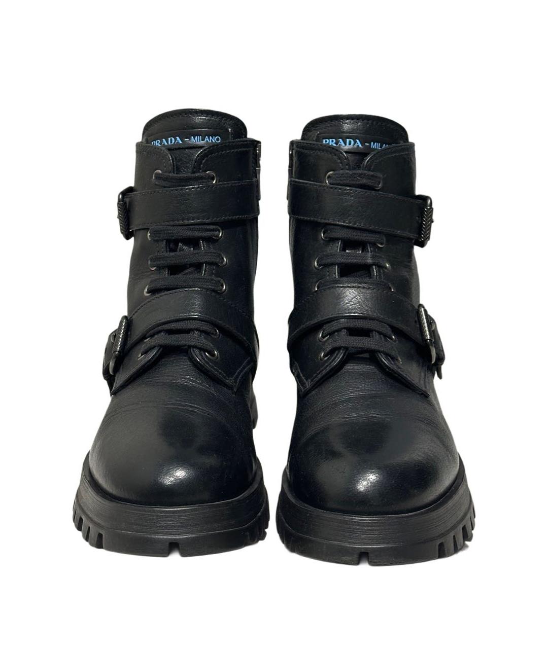 PRADA Черные кожаные ботинки, фото 2