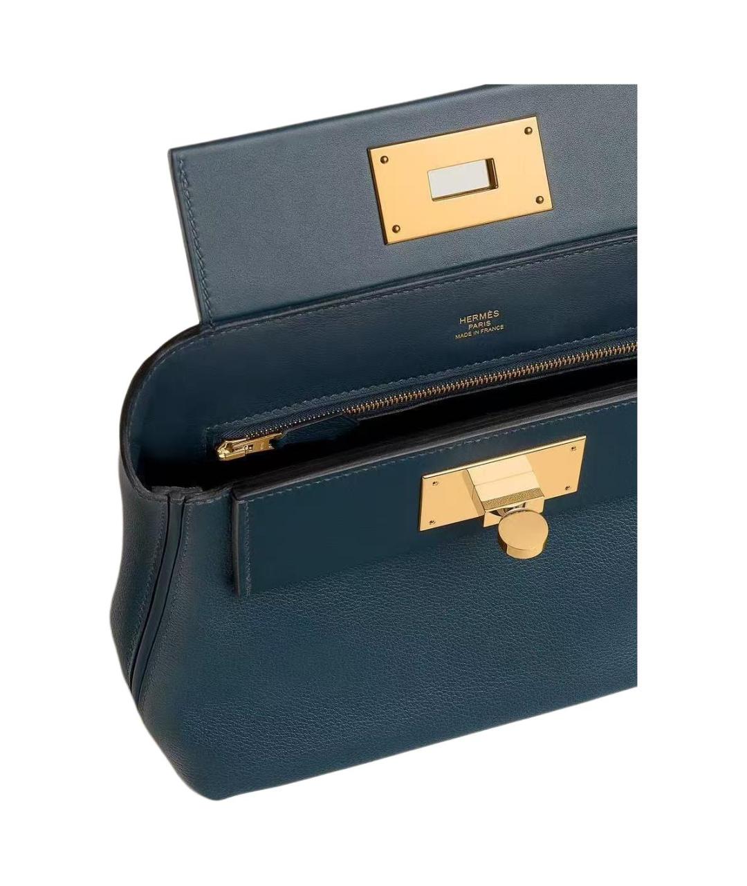 HERMES Синяя кожаная сумка через плечо, фото 4