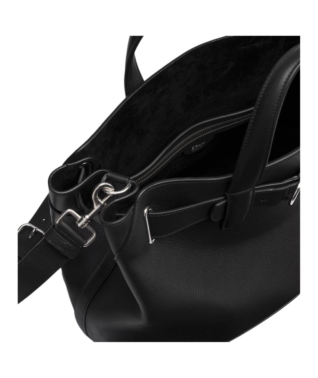 CHRISTIAN DIOR Черная кожаная сумка на плечо, фото 3