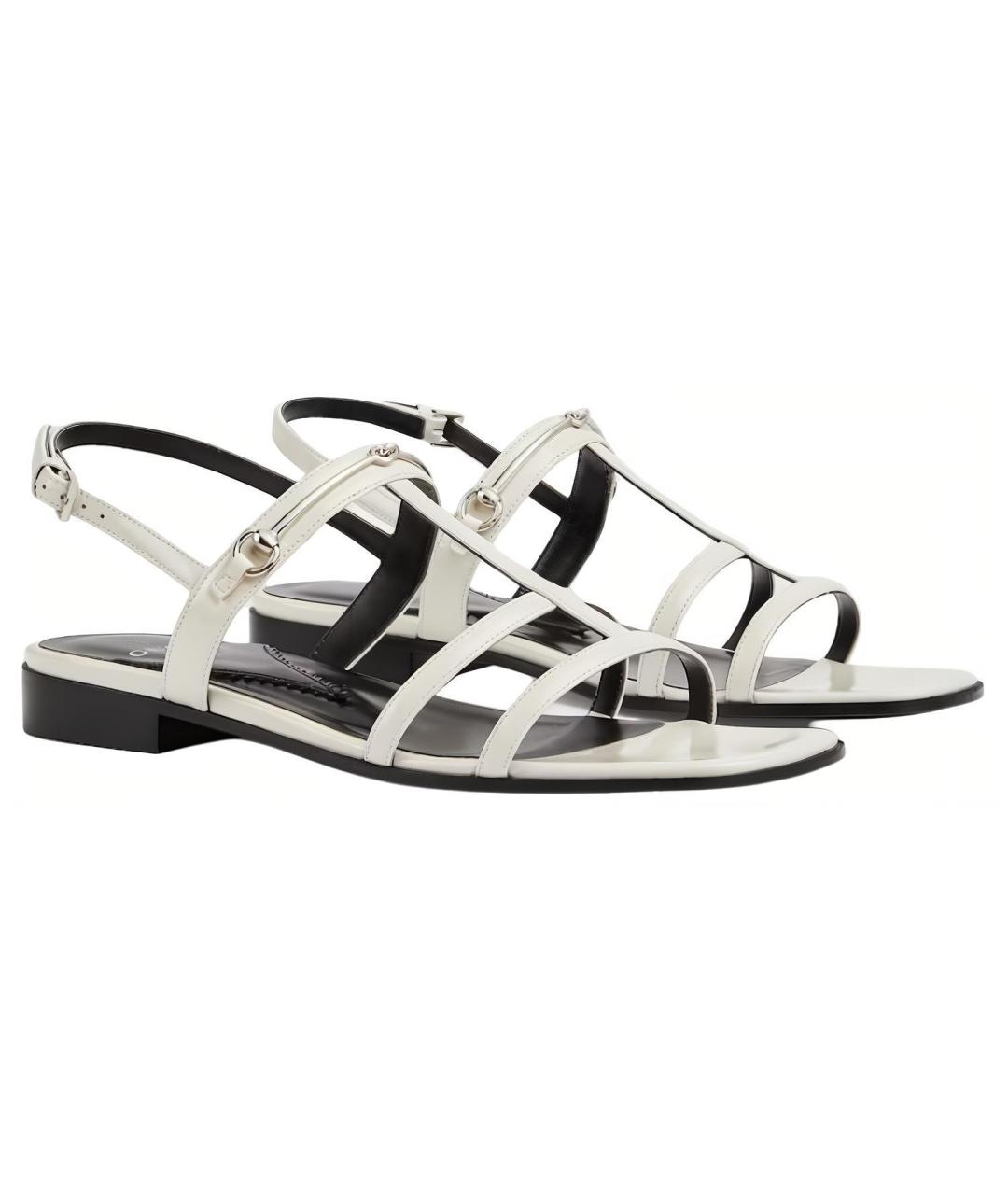 GUCCI Белые кожаные сандалии, фото 2