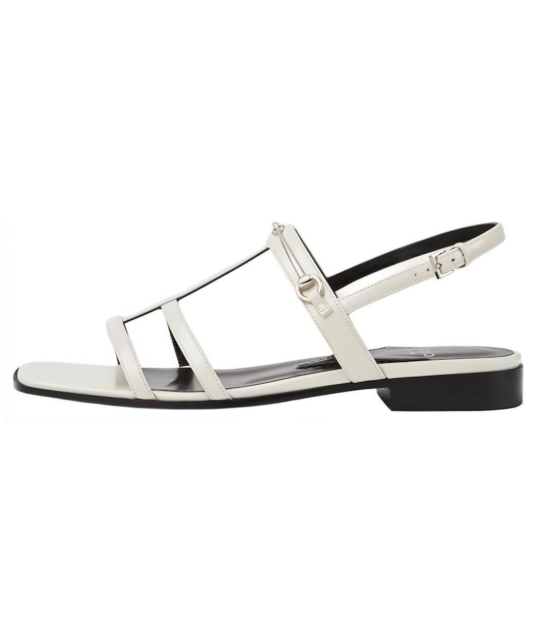 GUCCI Белые кожаные сандалии, фото 6