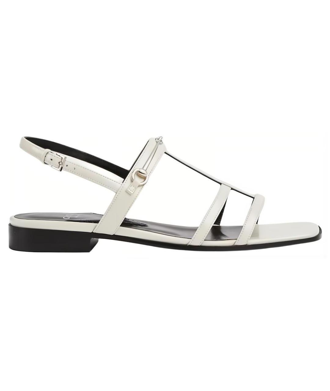 GUCCI Белые кожаные сандалии, фото 1
