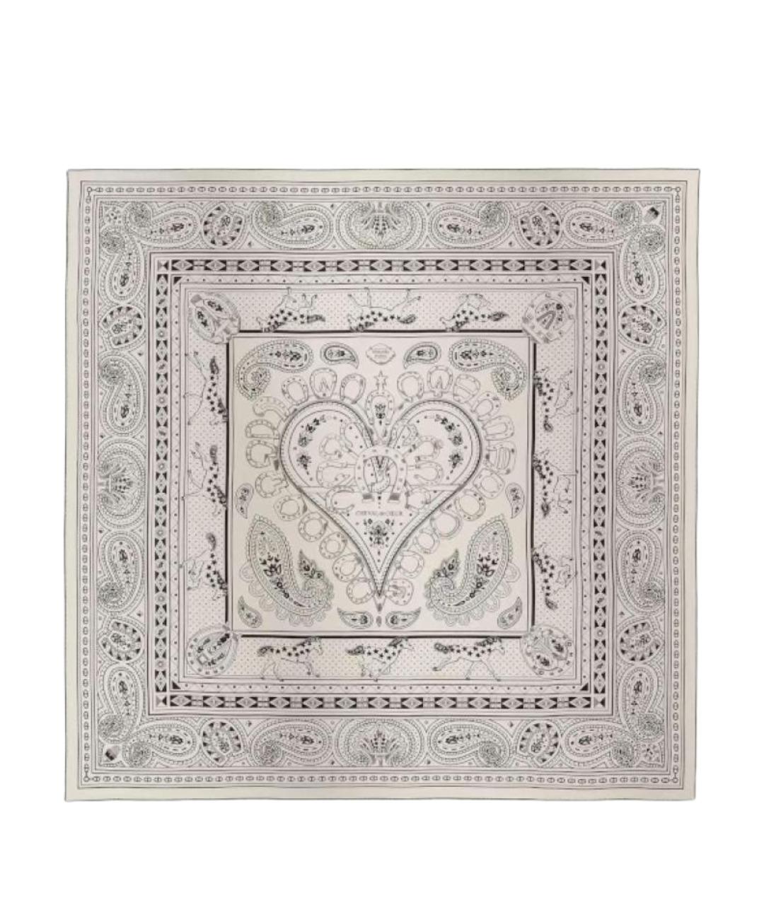 HERMES Белый кашемировый шарф, фото 1