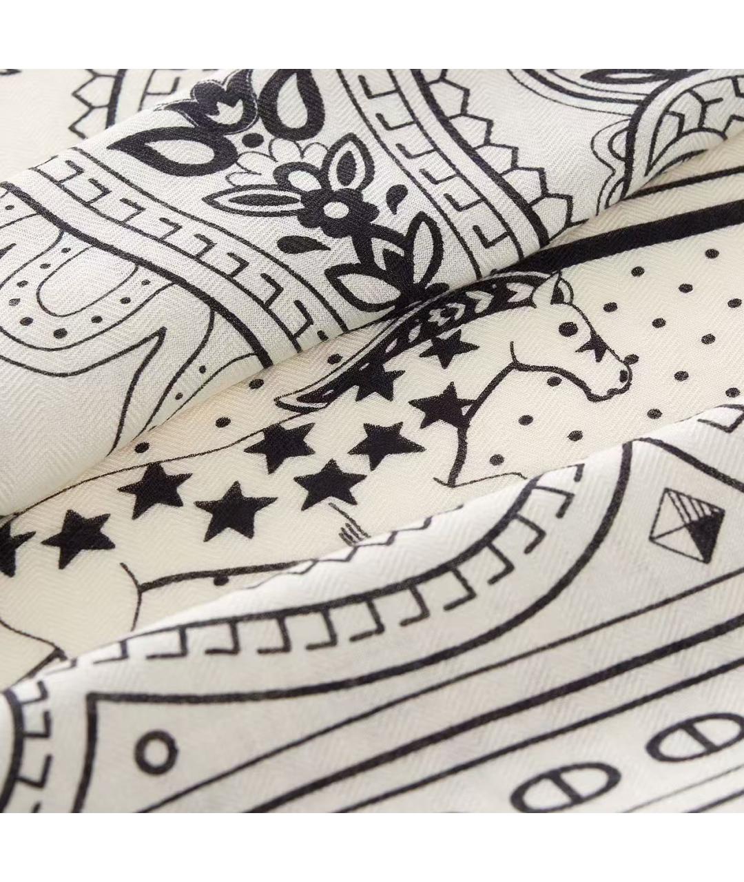 HERMES Белый кашемировый шарф, фото 2